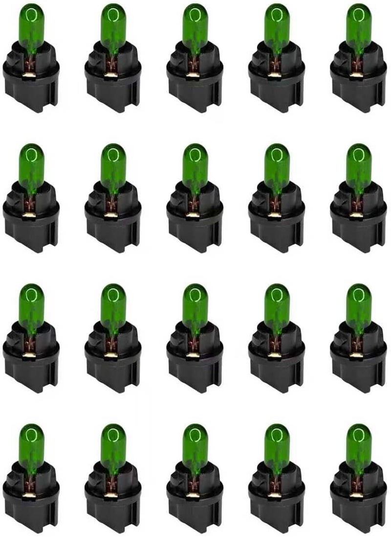QQWD 20 قطعة T5 17 57 86 مصابيح هالوجين لمجموعة العدادات، 12 فولت ضوء لوحة القيادة لداخل السيارة، مصباح بديل لمجموعة العدادات مع مقابس T5، ملحقات إضاءة عالمية (أخضر) - Image 1
